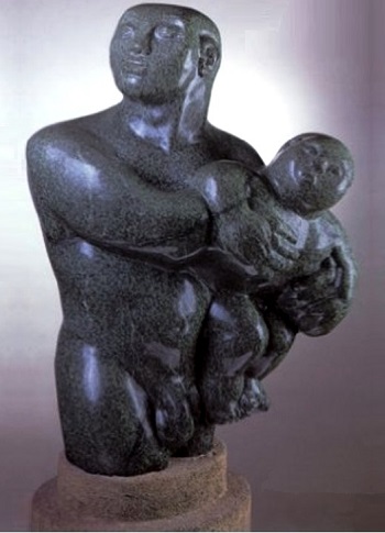 Description: Maurice Lambert - Father and Child