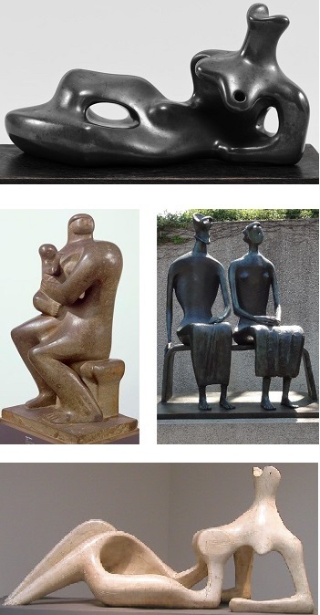 Description: Henry Moore - Reclining figure, Mother and Child, King and Queen